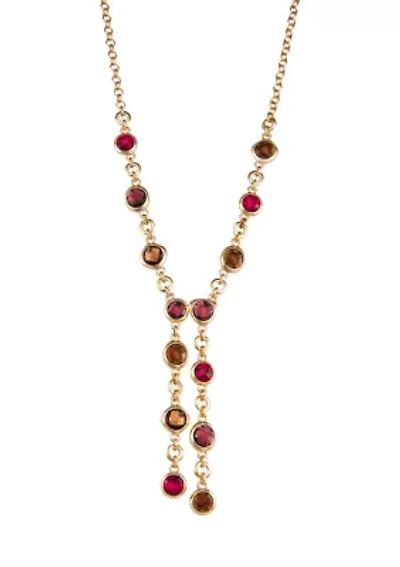 Multi Golden Tonals Y Necklace