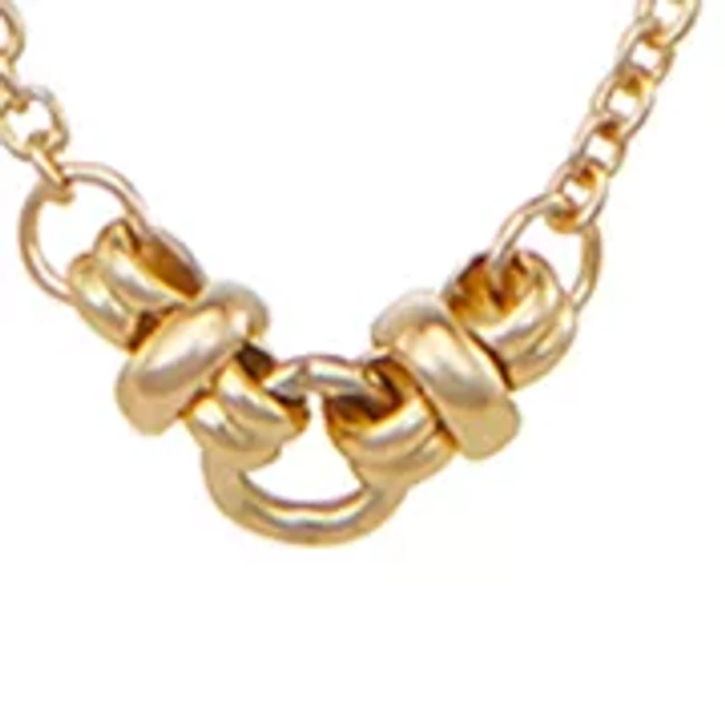 Gold Tone Multi Stone Long Strand Necklace