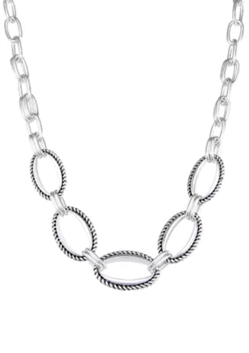 Silver Tone Chain Link Collar Necklace