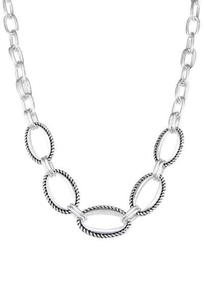 Silver Tone Chain Link Collar Necklace