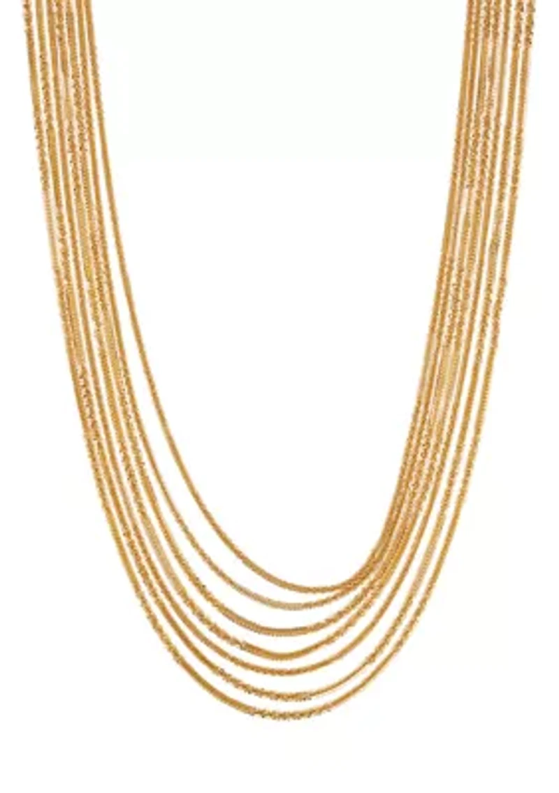 Lace Multi Row Gold Tone Necklace
