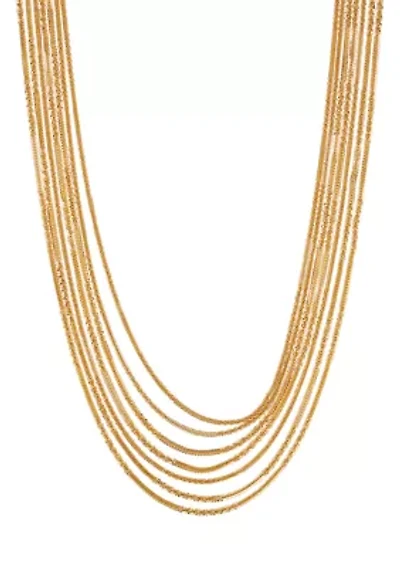 Lace Multi Row Gold Tone Necklace