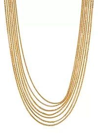 Lace Multi Row Gold Tone Necklace 