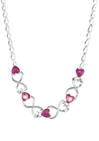  Pink Love Heart Frontal Necklace