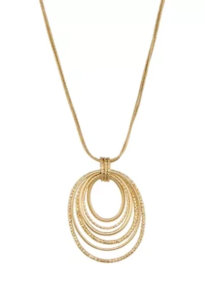 Orbital Pendant Gold Tone Necklace
