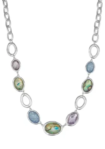 Silver Tone Ocean Abalone Collar Necklace