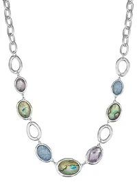 Silver Tone Ocean Abalone Collar Necklace