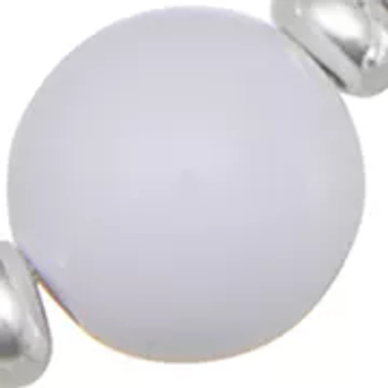 White Silver Tone Beaded Collar Necklace