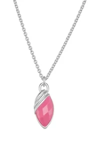 Enamel Silver Tone Pendant Necklace