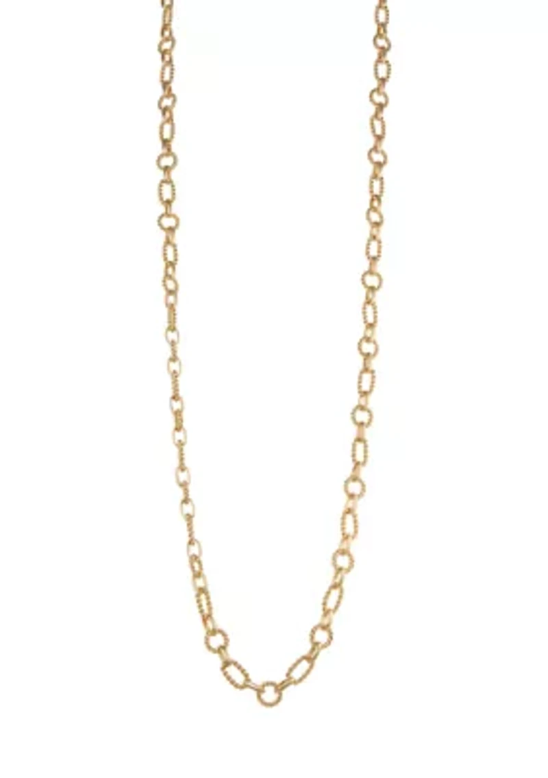 Long Rope Chain Gold Tone Necklace
