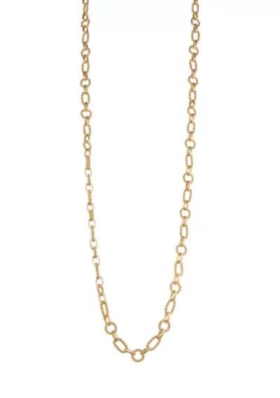 Long Rope Chain Gold Tone Necklace