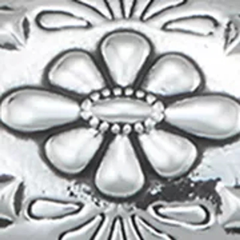 Engraved Silver Tone Flower Disc Frontal Necklace