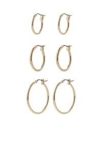 Set of Three Gold-Tone Hoop Earrings