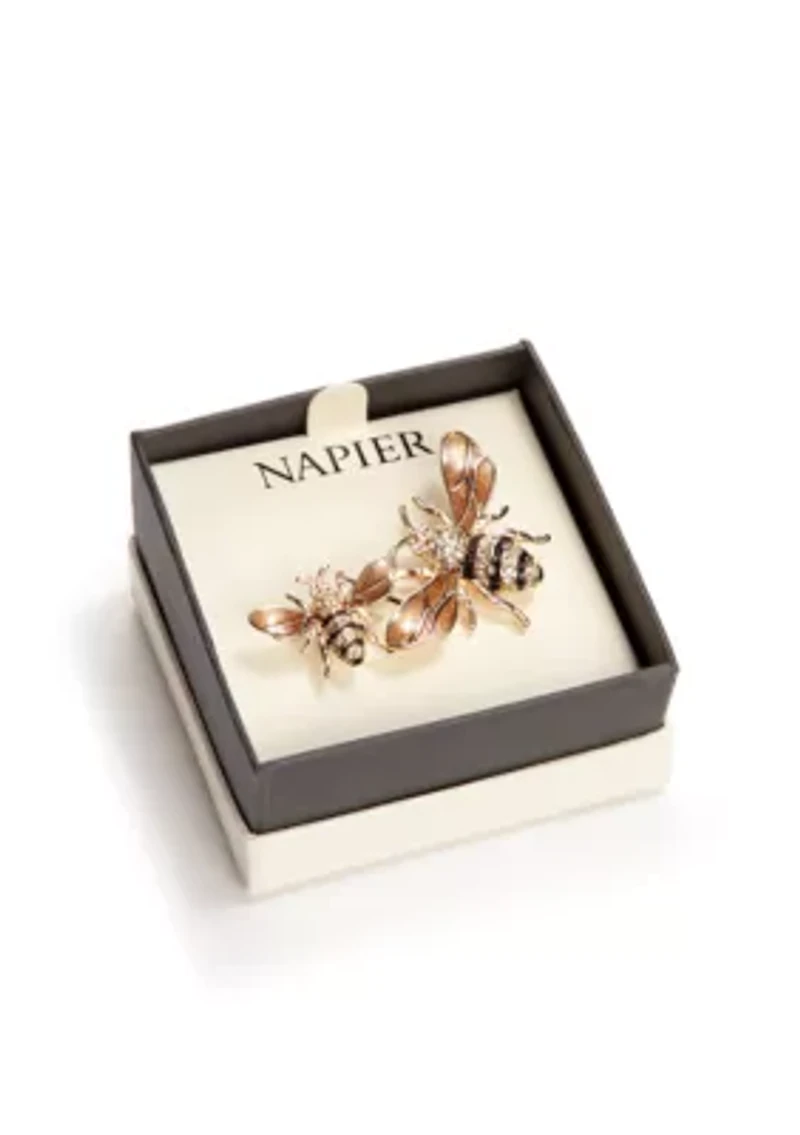 Boxed Gold Tone Bees Pin