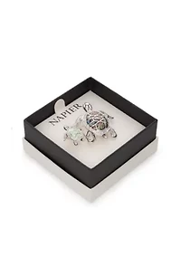 Silver-Tone Mother Turtle and Baby Boxed Pin