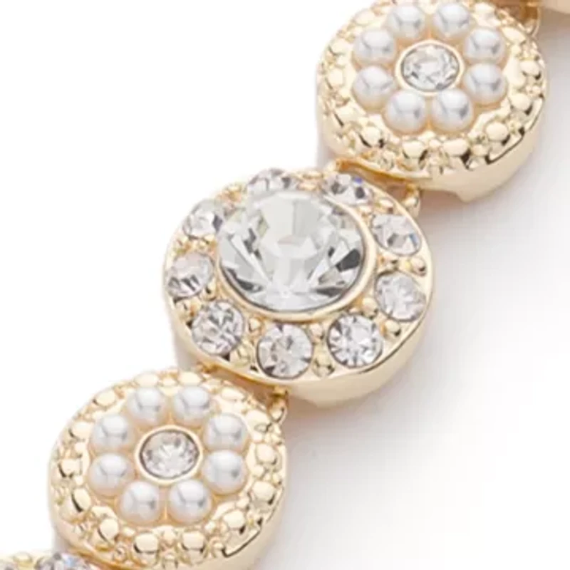 Gold-Tone Crystal Pearl Tennis Boxed Bracelet