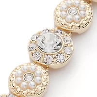 Gold-Tone Crystal Pearl Tennis Boxed Bracelet