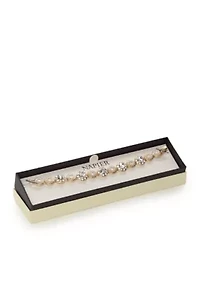 Gold-Tone Crystal Pearl Tennis Boxed Bracelet