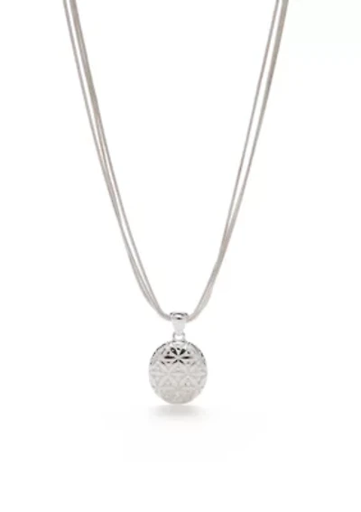 Silver Tone Point Of View Pendant Necklace