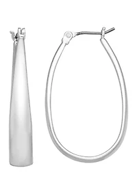 Silver-Tone Medium Oval Hoop Earrings