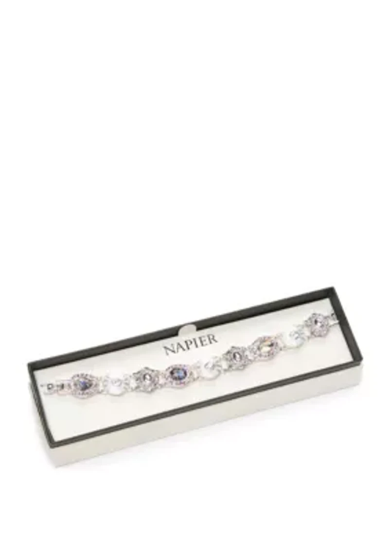 Boxed Oval Stone Link Flex Bracelet 