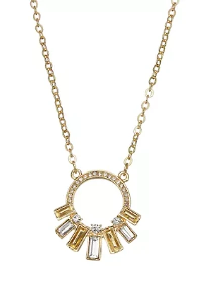 Gold Tone Crystal Orbital Pendant Necklace