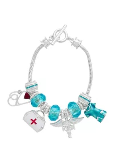 Silver Tone Multi Healthcare Slider Bracelet Boxed