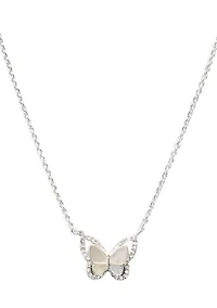 Genuine Crystal Butterfly Mother of Pearl Necklace