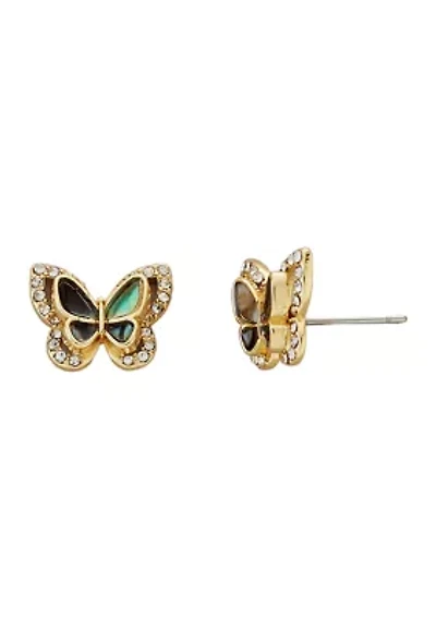 Genuine Crystal and Mother of Pearl Butterfly Earrings