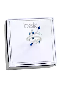 Lab Created Crystal Marquise Cut Blue Silver Ring