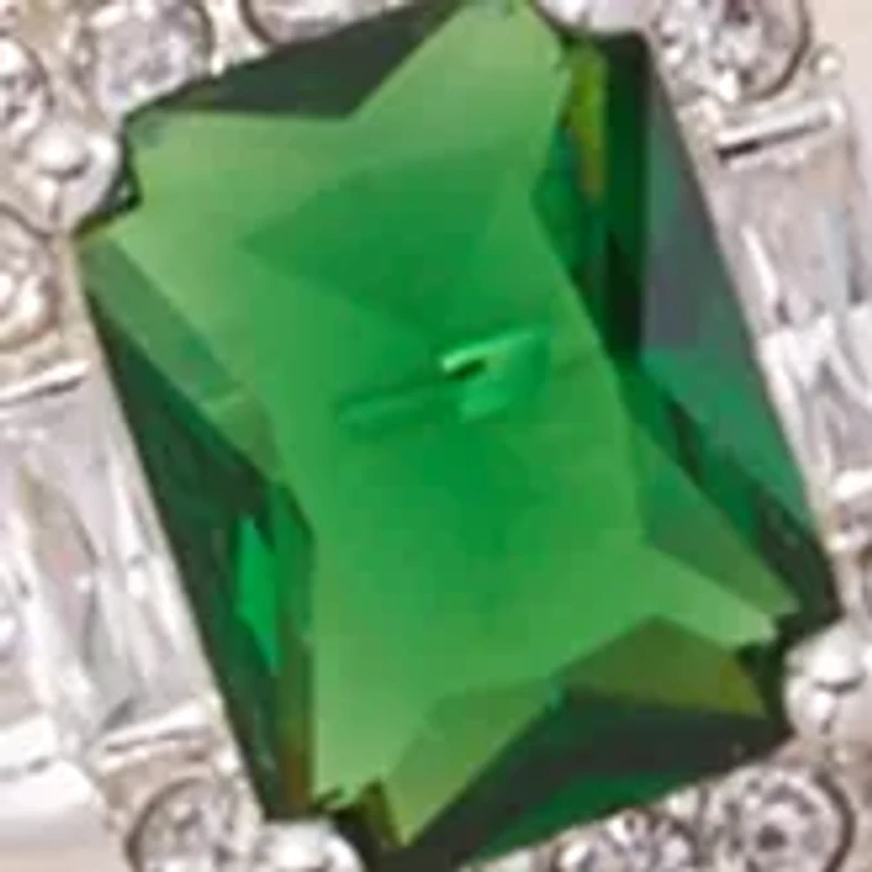 Boxed Silver Tone Lab Created Emerald Cubic Zirconia Ring