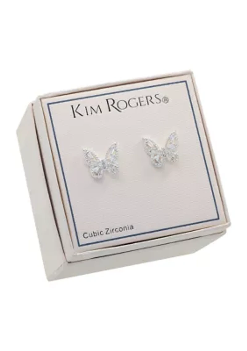 Boxed Cubic Zirconia Pavé Butterfly Earrings