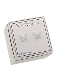 Boxed Cubic Zirconia Pavé Butterfly Earrings