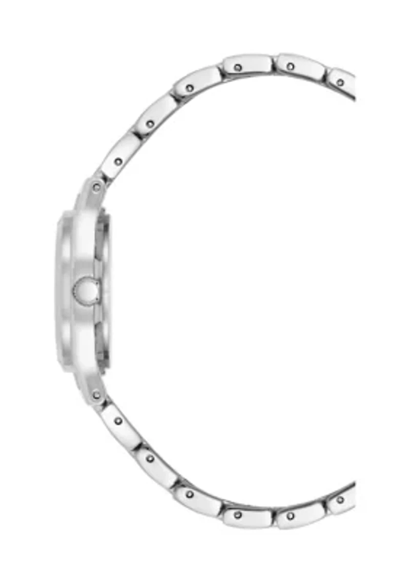 Women's 26 Millimeter Silver-Tone Alloy with White Mother of Pearl Dial Watch 