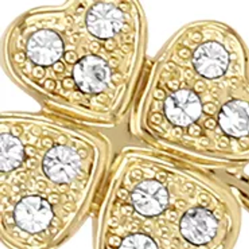 Quartz Crystal Accented Gold-Tone Metal Alloy Charm Bracelet Watch