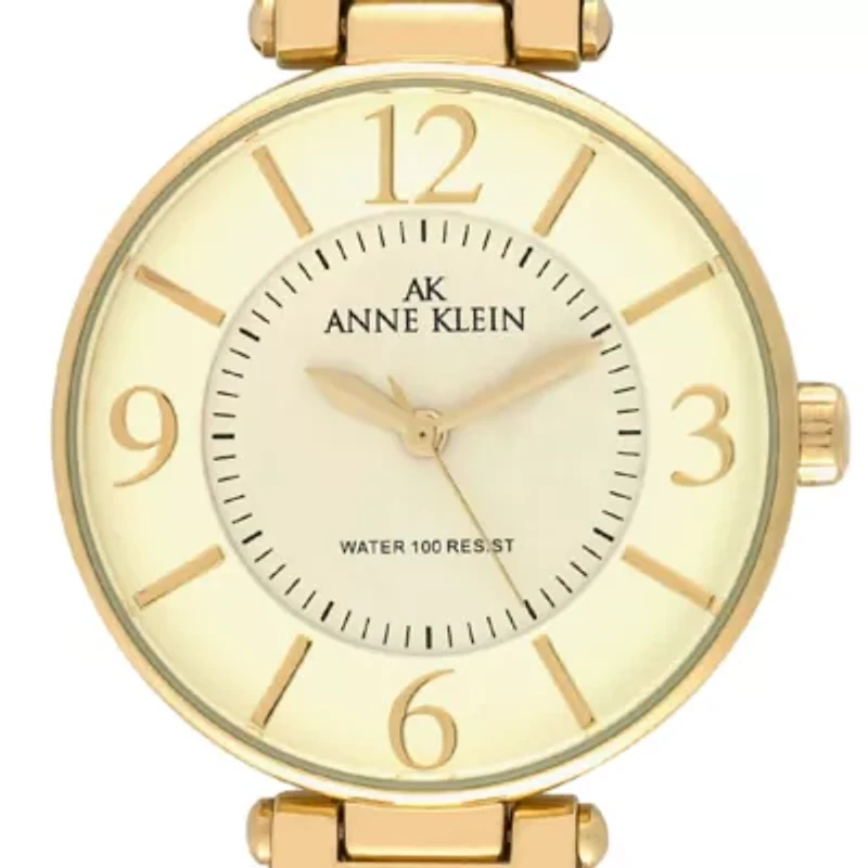 Gold Round Bezel Watch with Brown Leather Strap