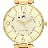Gold Round Bezel Watch with Brown Leather Strap