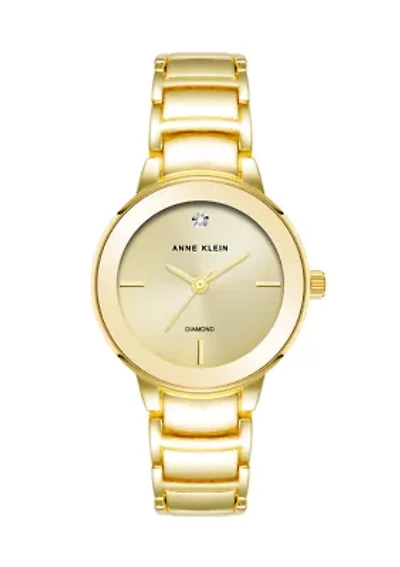 Women's Quartz Round Diamond Accented Bracelet Watch