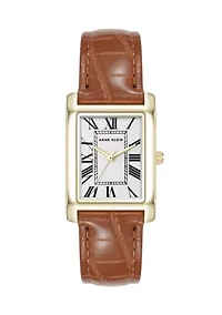 Women's Quartz Rectangular Gold Tone Faux Croc Watch