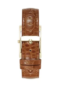 Women's Quartz Rectangular Gold Tone Faux Croc Watch