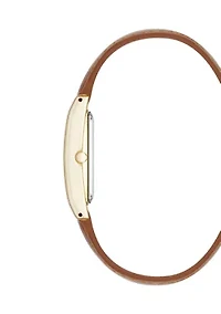 Women's Quartz Rectangular Gold Tone Faux Croc Watch