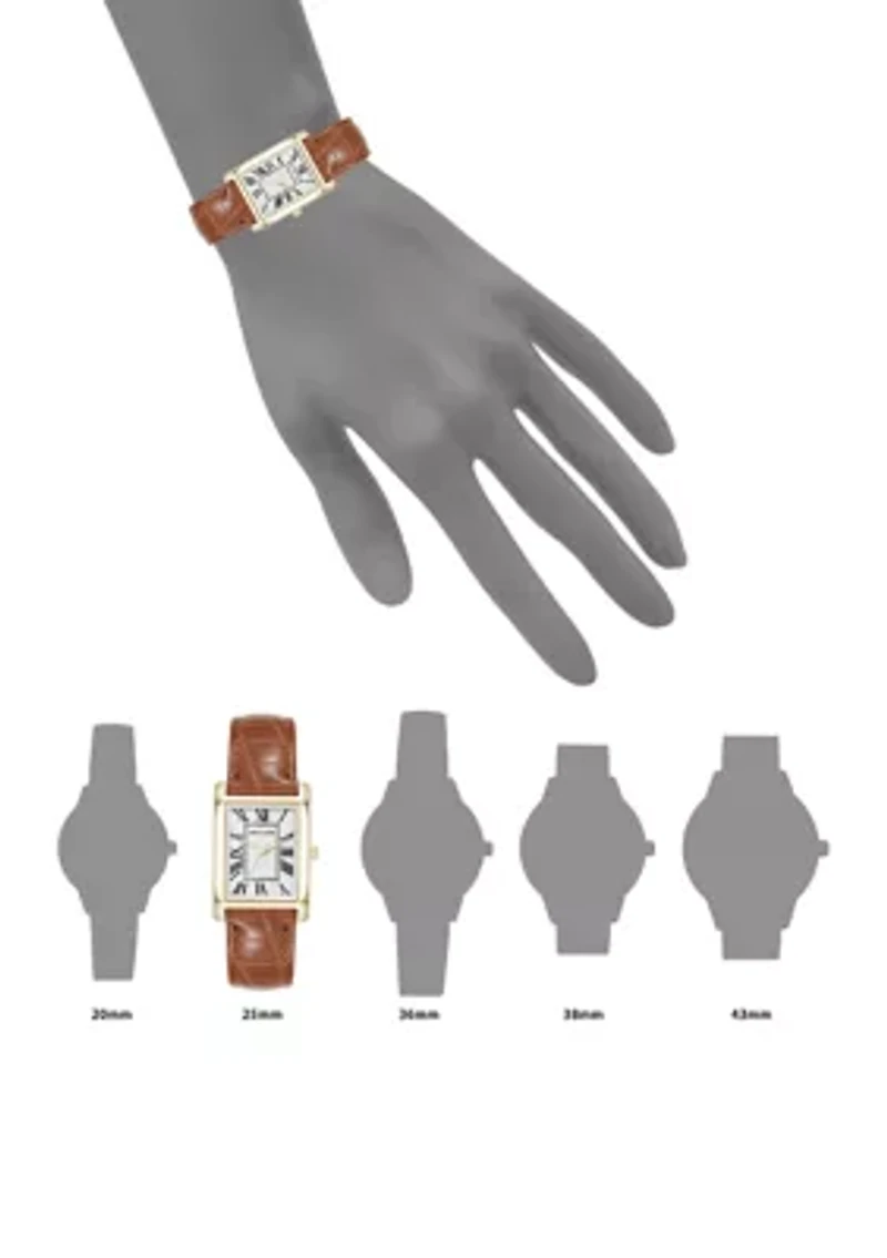 Women's Quartz Rectangular Gold Tone Faux Croc Watch