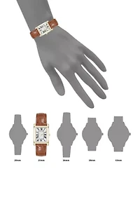 Women's Quartz Rectangular Gold Tone Faux Croc Watch