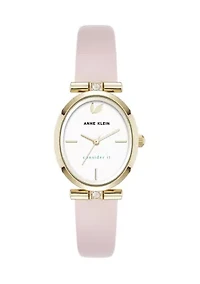Quartz Round Gold Tone Faux Leather Watch