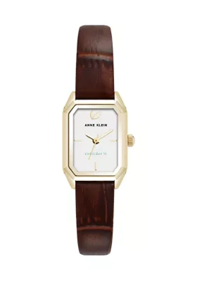Quartz Rectangular Faux Leather Watch