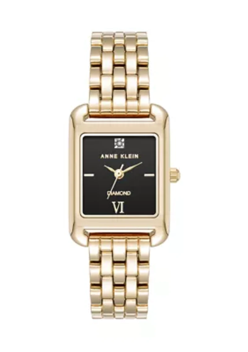 Quartz Rectangular Crystal Accent Watch