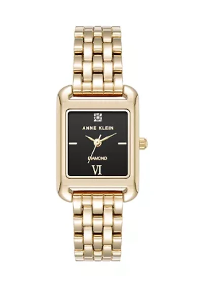 Quartz Rectangular Crystal Accent Watch