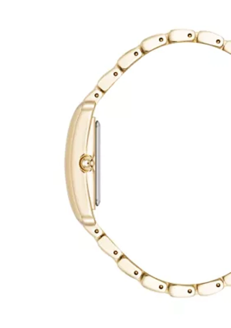 Quartz Rectangular Crystal Accent Watch