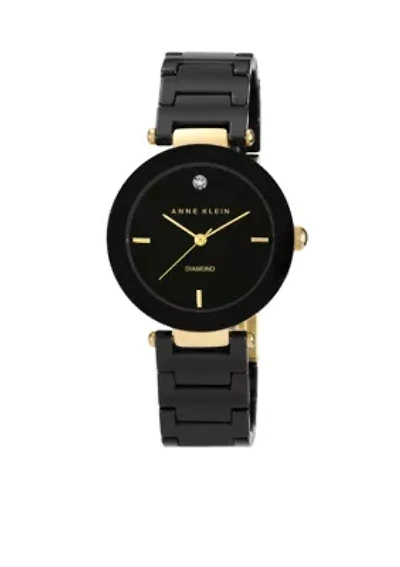 Black Ceramic Round Diamond Bracelet Watch