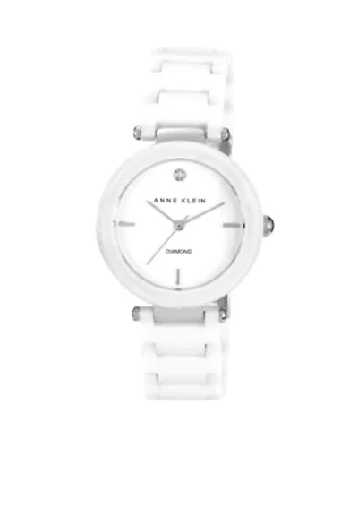 White Round Ceramic Diamond Bracelet Watch